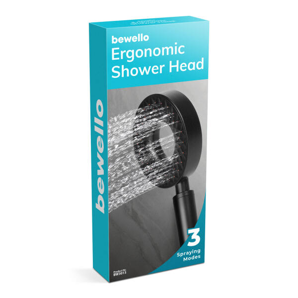 Afbeelding van Bewello Rain Handdouche - Douchekop Ø 11 cm -3 Standen - Regen - Mist - Regen en Mist - Zwart Mat - 0227
