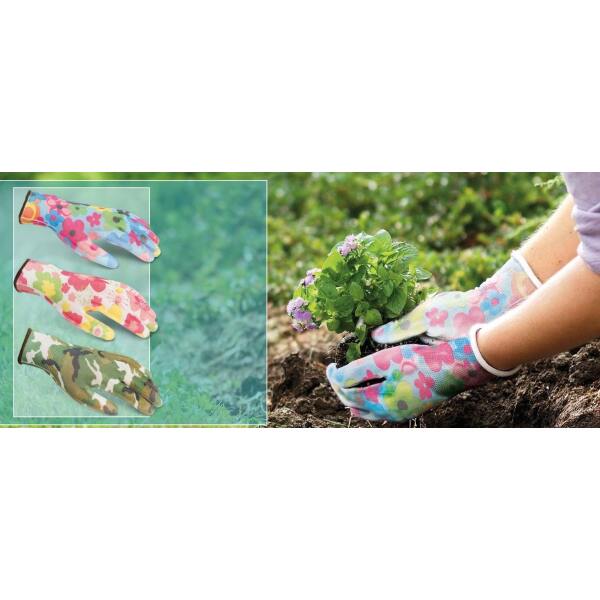 Afbeelding van 3 paar Werkhandschoenen Dames - Tuinhandschoenen - L - Herbuikbaar - 3x verschillend design - BPK - 023c 08d9