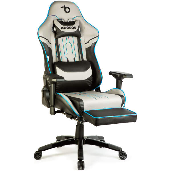 Afbeelding van Gaming stoel met kussen – grijs/zwart/blauw – 84 x 52 / 48 x 50 cm 1 Stuks [BMD1118A] - 02 BMD1118A web