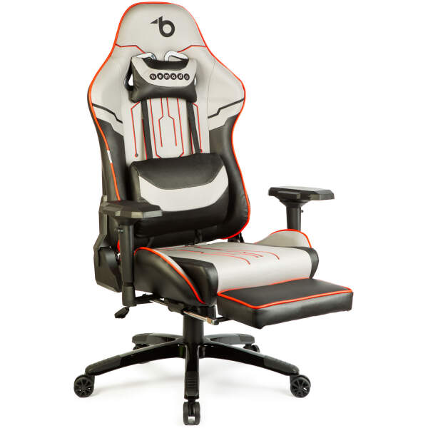 Afbeelding van Gaming stoel met kussen – grijs/zwart/rood – 84 x 52 / 48 x 50 cm 1 Stuks [BMD1118B] - 02 BMD1118B web
