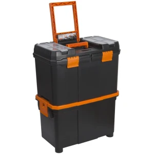 Afbeelding van Gereedschapskoffer met Wielen - Leeg - Gereedschapstrolley - Zwart met Oranje - 04dc 4d00 4cd0 b9c9