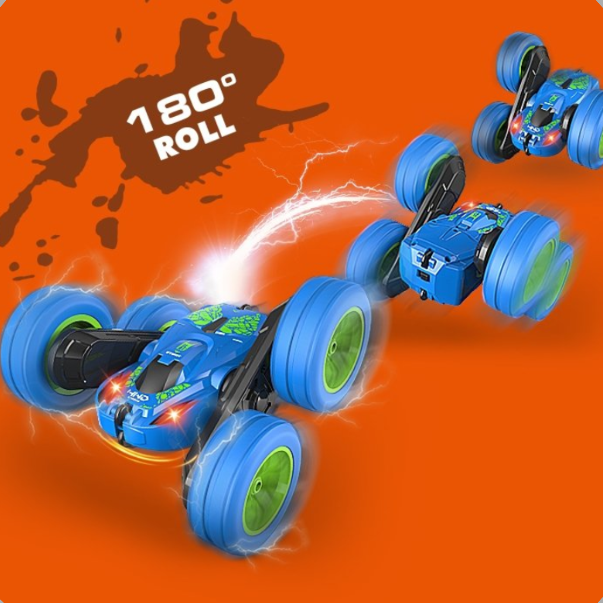 Afbeelding van HyperWheels - Bestuurbare Auto voor Jongens - Speelgoed Stuntauto voor Binnen of Buiten - Blauw met Groen -