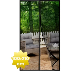 Afbeelding van HSXL - Vliegengordijn voor Deur PRO - Zwart - 100 x 210 cm - Horgordijnen - Luxe Deurhor met Volledige