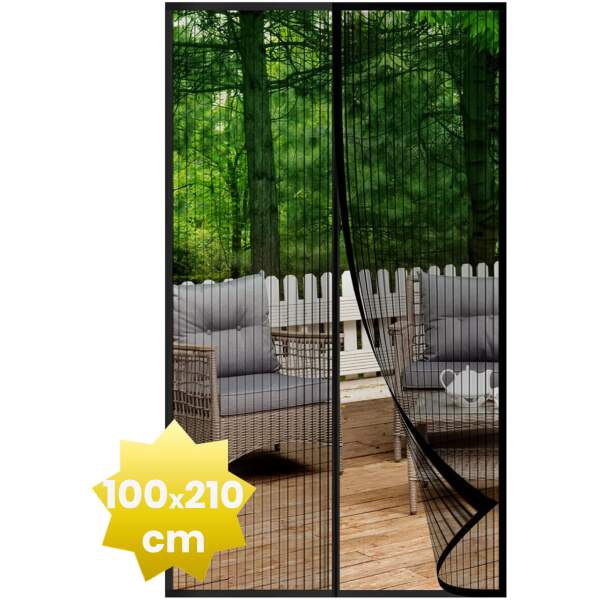 Afbeelding van HSXL - Vliegengordijn voor Deur PRO - Zwart - 100 x 210 cm - Horgordijnen - Luxe Deurhor met Volledige