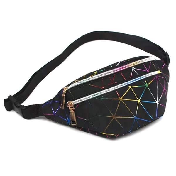 Afbeelding van Festival Tasje Heuptasje - voor Dames of Heren - GALAXY- Zwart - Fanny Pack - Heuptas Holografisch - 082a
