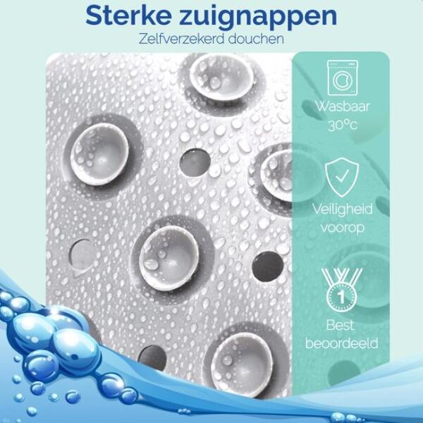 Afbeelding van HSXL - Antislipmat - 53x53CM - Incl. Netspons - Antislip Douchemat Wit met Zuignappen – Anti Slip Douche