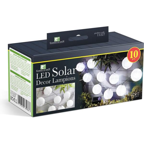Afbeelding van Garden of Eden - Lampionnen Lichtsnoer Tuin Solar - Wit - Sfeerverlichting voor buiten op Zonne-energie -