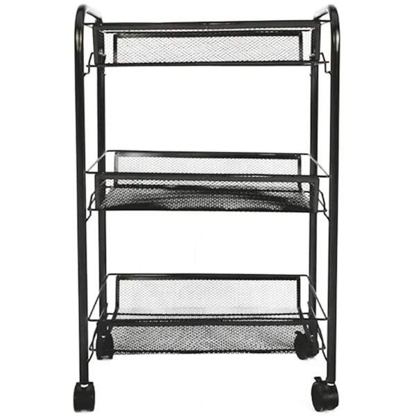 Afbeelding van Keukentrolley op wieltjes - Trolley Serveerwagen - Keukentrolley - 3 lagen - Zwart - 44x26x64 cm - 0c5a ecb0