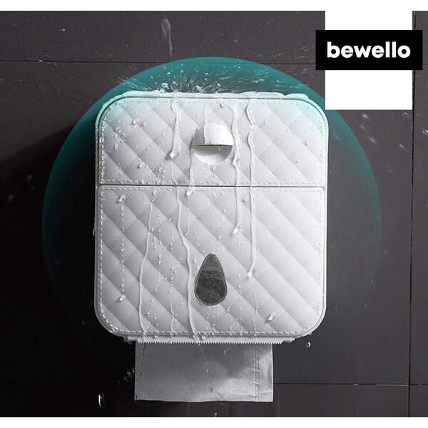 Afbeelding van Bewello® - WC Rolhouder - Toiletrolhouder - Zelfklevend WC Kastje - Wit met Grijs - 205 x 125 x 220 mm -