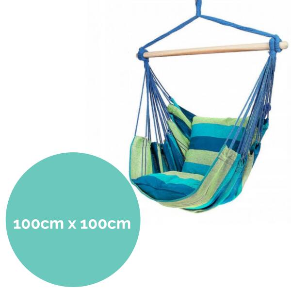 Afbeelding van Hangmat Stoel - Hangstoel voor Binnen of Buiten - Incl. 2 Kussens - Blauw - 1203 62fa 45e6 9a49 b2d4d2cc4c57