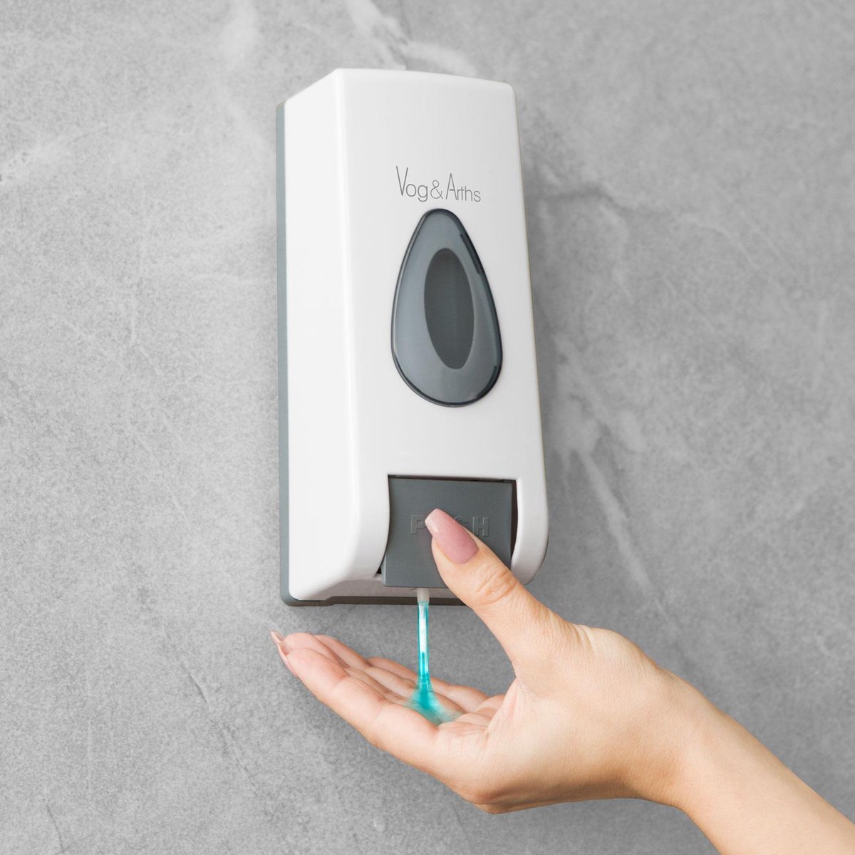 Afbeelding van Vog&Arths - Zeepdispenser Wandmontage - Hangend Zeeppompje Muur - Wit - Mechanische Zeep pomp - 350ML -