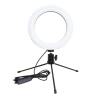 Afbeelding van Ringlamp met statief voor op Tafel of Bureau - 16cm - Zwart - 6,5W -3 kleuren licht - DImbaar - USB stekker