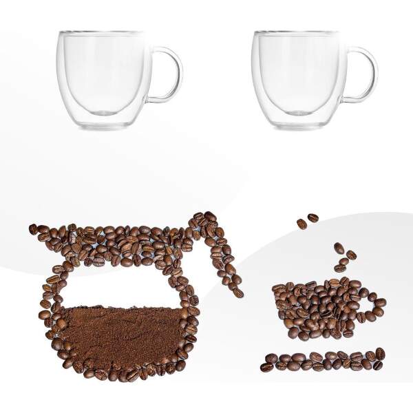 Afbeelding van Vog&Arths Dubbelwandige Espresso Kopjes - 2x 80ML - Glazen voor Espresso met Oor - 144b b7a3 4f2b 80f3