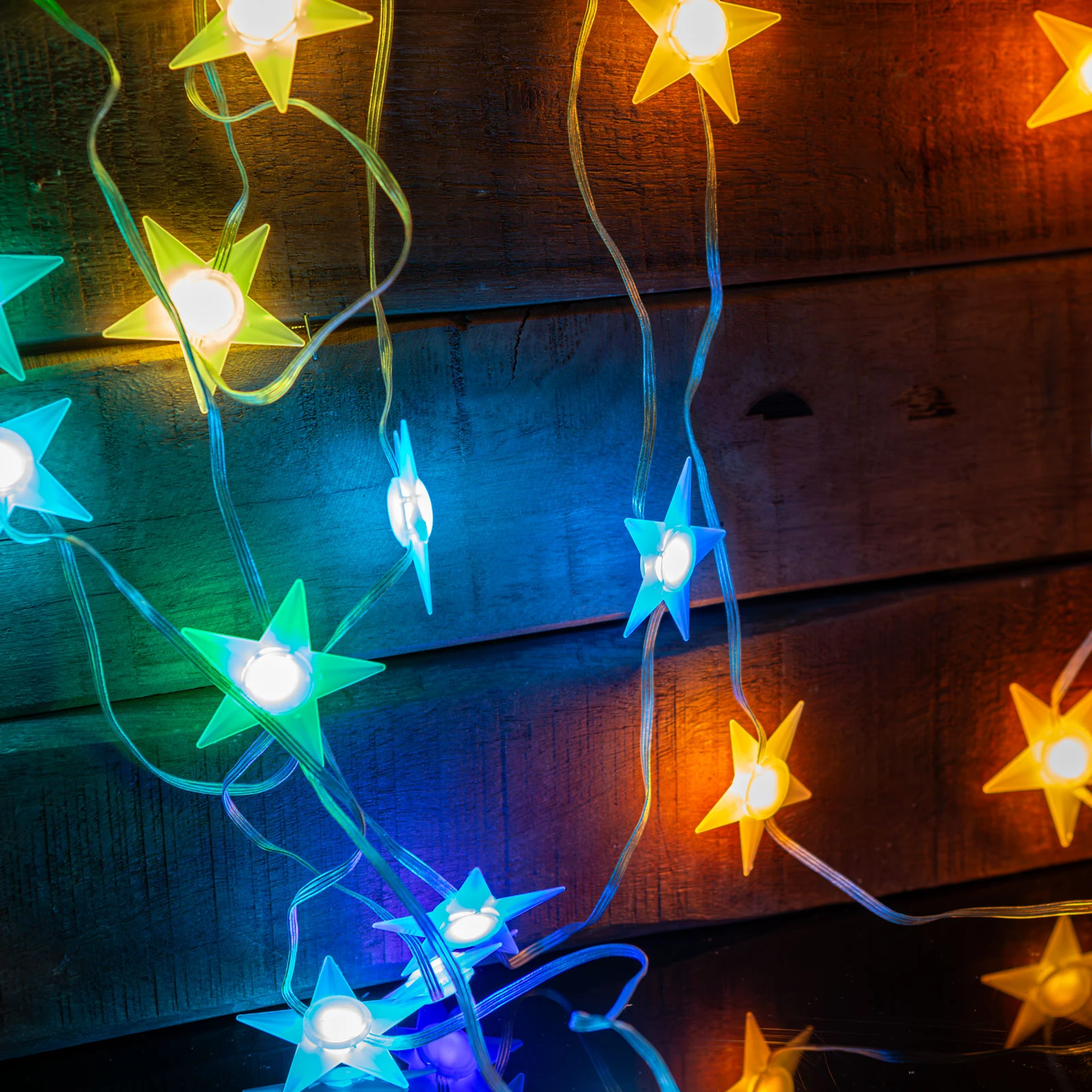 Afbeelding van Slimme verlichting - Gekleurd Sterren Lichtsnoer Kerstverlichting voor binnen of buiten - Smart met APP en