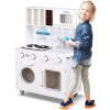 Afbeelding van Houten Keuken Speelgoed - Speelkeuken - Kinderkeuken - Speelkeukentje - 84x30x58 cm - Wit - met Licht en