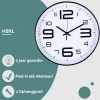 Afbeelding van HSXL - Kleine 30cm Design Wandklok met Stil Quartz Uurwerk - Zwart / Wit - HSM002 - Analoog - Klok Modern -