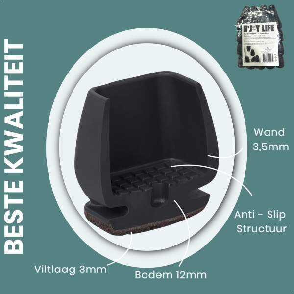 Afbeelding van N'JOY LIFE - 24x Premium Stoelpoot beschermers Flexibel - Stoelpootdoppen 14-21 mm voor Ronde Stoelpoten