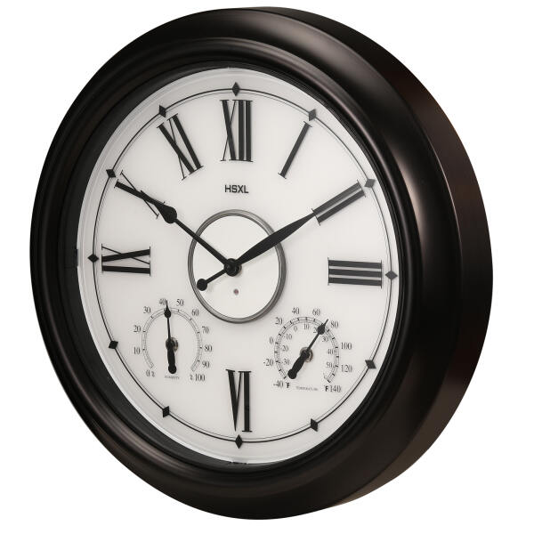Afbeelding van HSXL - Verlichte Quartz Wandklok 45 cm - Binnen óf Buitenklok - Zwarte Industriële LED Klok - Stil Uurwerk