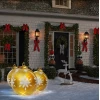 Afbeelding van Kerstverlichting Buiten op Batterijen - Opblaasbare Reuze Kerstbal Verlicht 60 cm - Goud/Wit - RGB kleuren +