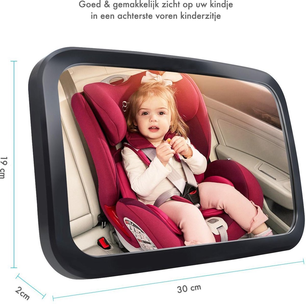 Afbeelding van Achterbank spiegel voor Baby & Kind - Auto Accessoires - Shatterproof - Zwarte A3 Verstelbare Monitor -