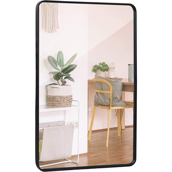 Afbeelding van HSXL - Spiegels - Luxe Rechthoekige Spiegel Zwart - 60x90cm Groot - Grote Wandspiegel 60 x 90 cm Rechthoek