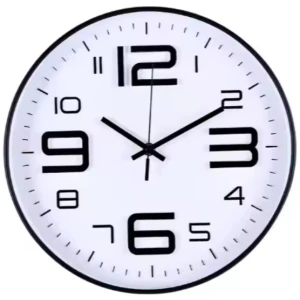 Afbeelding van HSXL - Kleine 30cm Design Wandklok met Stil Quartz Uurwerk - Zwart / Wit - HSM002 - Analoog - Klok Modern -