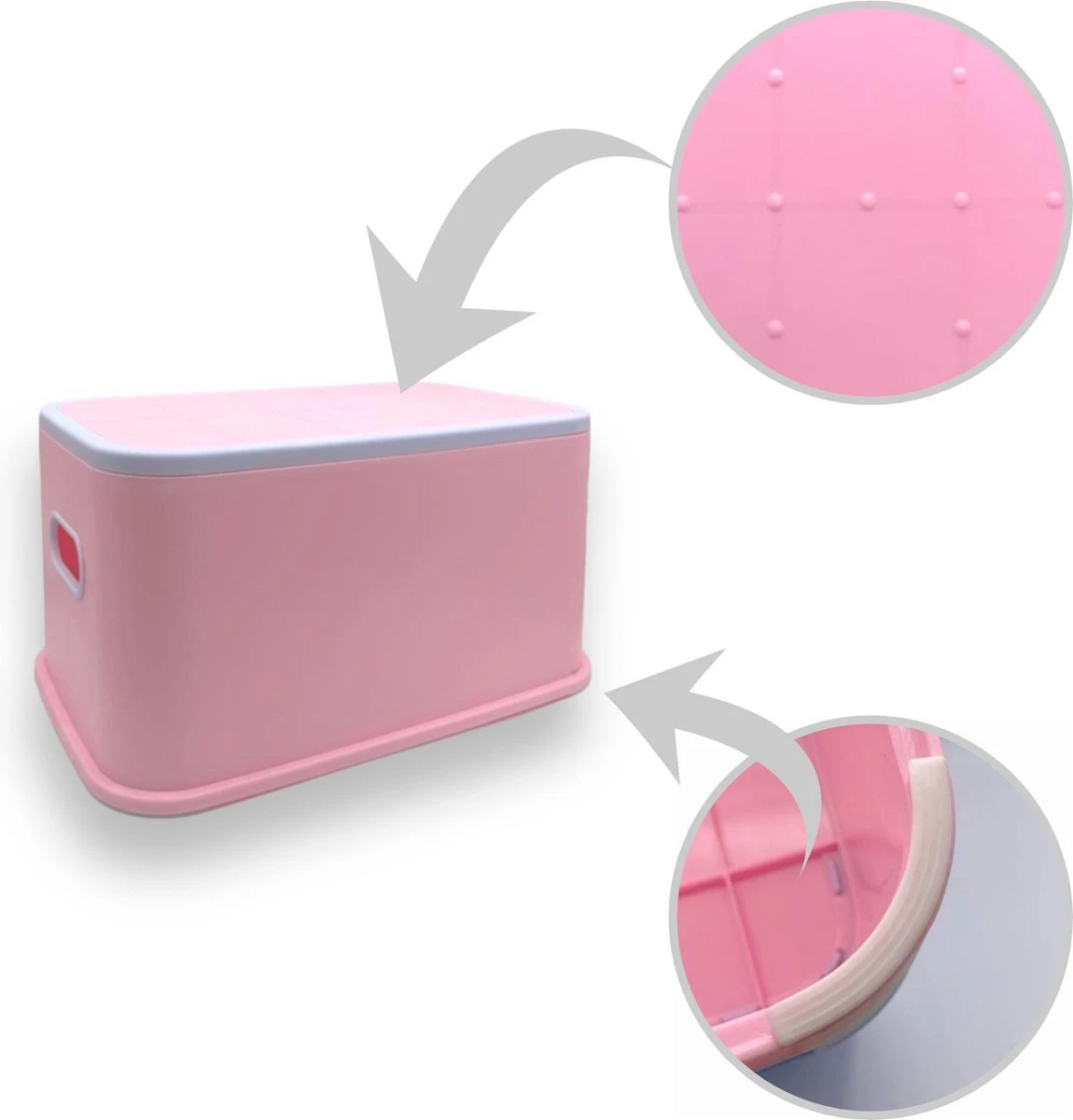 Afbeelding van Opstapje Kind - Max 100kg - Roze - Antislip Krukje - WC Krukje - Kinder Opstapjes - WC Trainer - WC