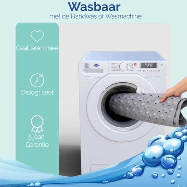 Afbeelding van HSXL - Antislipmat - 100x40CM - Incl. Netspons - Antislip Douchemat / Badmat Grijs met Zuignappen – Mat