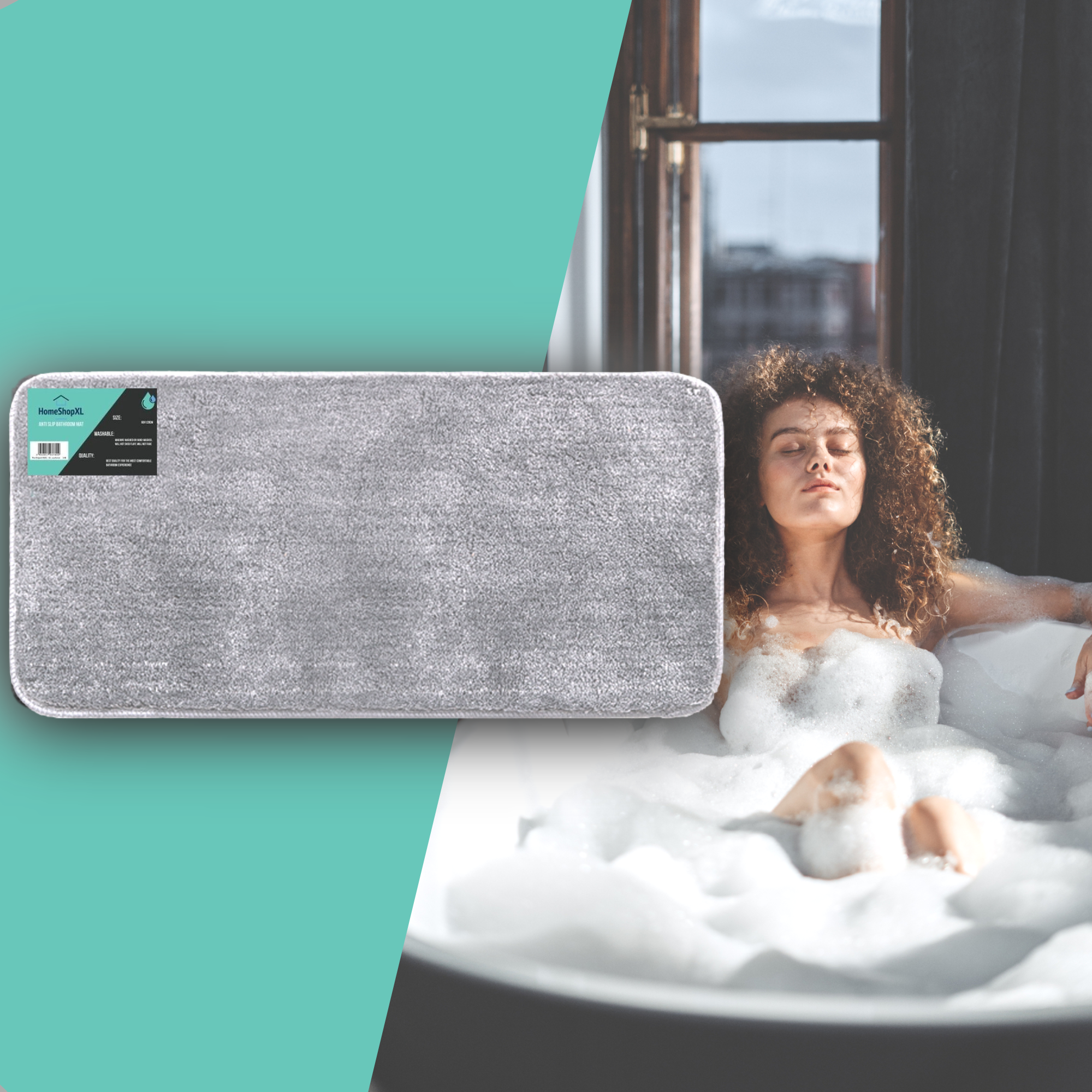 Afbeelding van Badmat - 60x120cm - Grijs - Grote Antislip Douchemat Badkamermat of WC mat - 2e91 6910 4420 82cb 3a345a412f8e