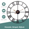Afbeelding van HSXL - 60cm Grote Stille Wandklok Landelijk en Industrieel uit Zwart en Goud Metaal - Groot - 60 cm - Metalen