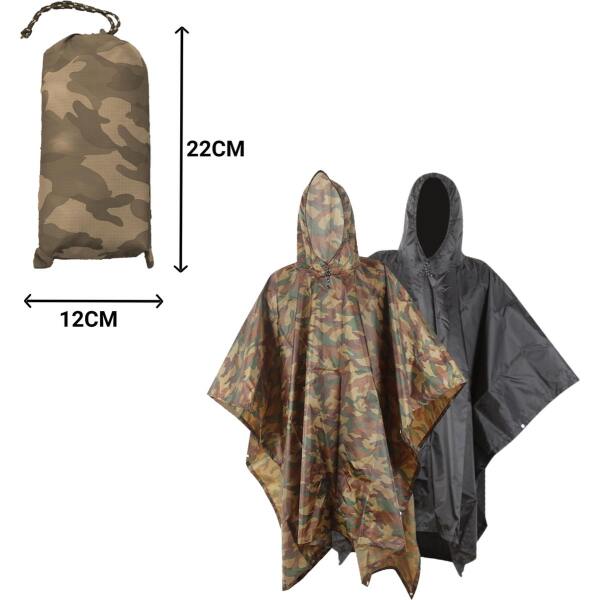 Afbeelding van Regenponcho / Fietsponcho Herbruikbaar voor Volwassenen ( Dames en Heren ) - 200x110cm - 100% Ripstop