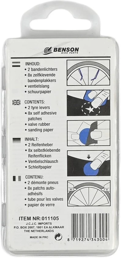 Afbeelding van Benson Bandenreparatieset - Fietsreparatieset - Bandenplakset in Opbergbox - 12 delig - 3026 b460 476c be9b