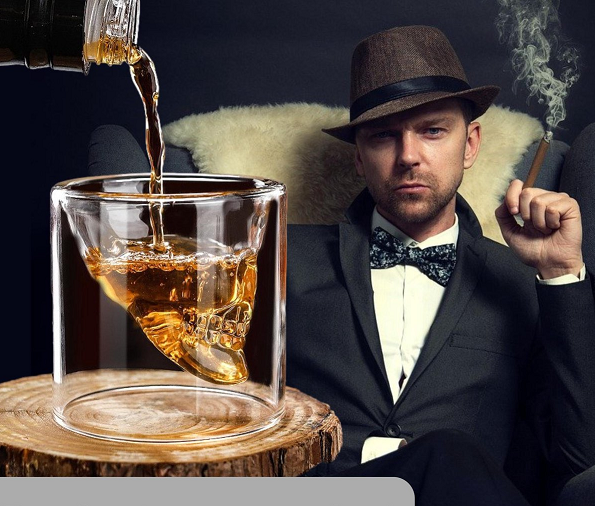 Afbeelding van Doodskop Whiskey Glazen XL - Skull Glazen - Design Schedel Drank Glas - Set van 2 Whiskeyglazen - 100ML per