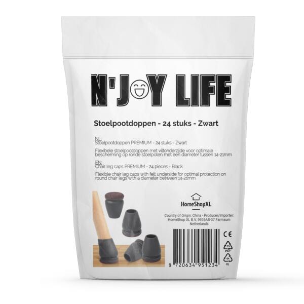 Afbeelding van N'JOY LIFE - 24x Premium Stoelpoot beschermers Flexibel - Stoelpootdoppen 22-28 mm voor Ronde Stoelpoten