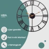 Afbeelding van HSXL - 60cm Grote Stille Wandklok Landelijk en Industrieel uit Zwart en Goud Metaal - Groot - 60 cm - Metalen