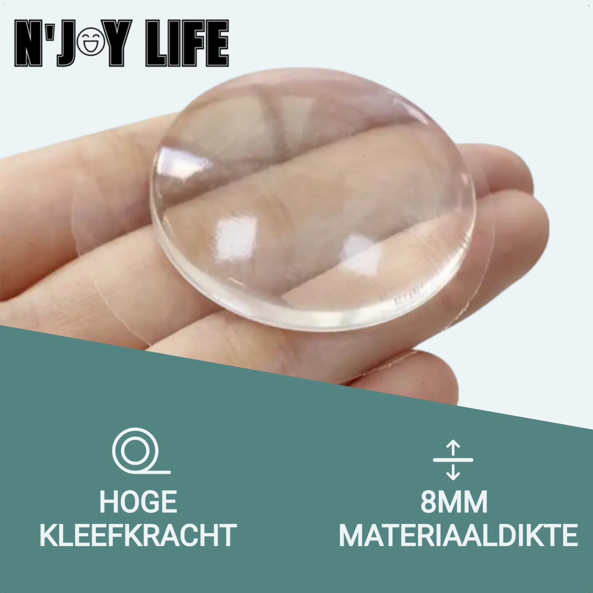 Afbeelding van 6x N'JOY LIFE Zelfklevende Deurstopper 40mm – Grote Transparante Stootdopjes voor Deurbescherming