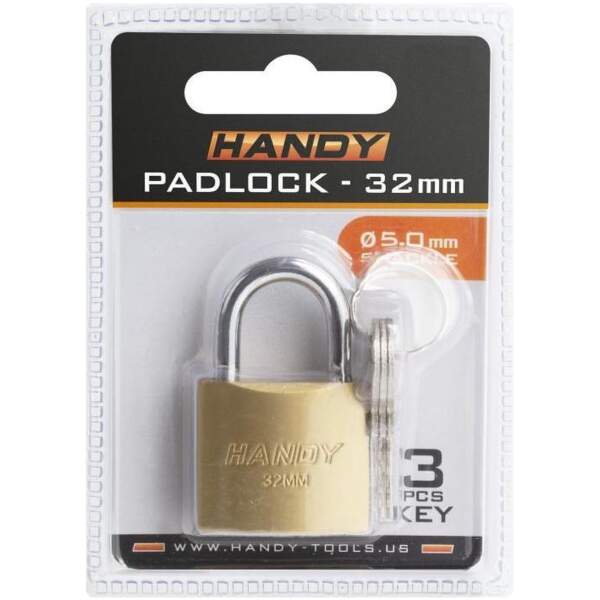 Afbeelding van Handy - Hangslot met Sleutel 32mm - Hangsloten - Gehard staal - Sluiting ⌀ 5MM - incl. 3 Sleutels - Slot -