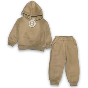 Afbeelding van HATIKU - Premium Trainingspak Kind - Maat 128 - Beige - Effen - Joggingpak voor Jongens of Meisjes - Unisex -