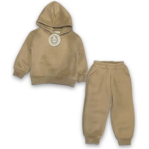 Afbeelding van HATIKU - Premium Trainingspak Kind - Maat 86 - Beige - Effen - Joggingpak voor Jongens of Meisjes - Unisex -