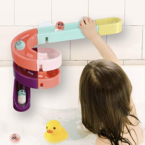 Afbeelding van Badspeelgoed met Eendjes - Waterval Glijbaan Spelletjes - Waterglijbaan Kinderbad Speelgoed - Knikkerbaan