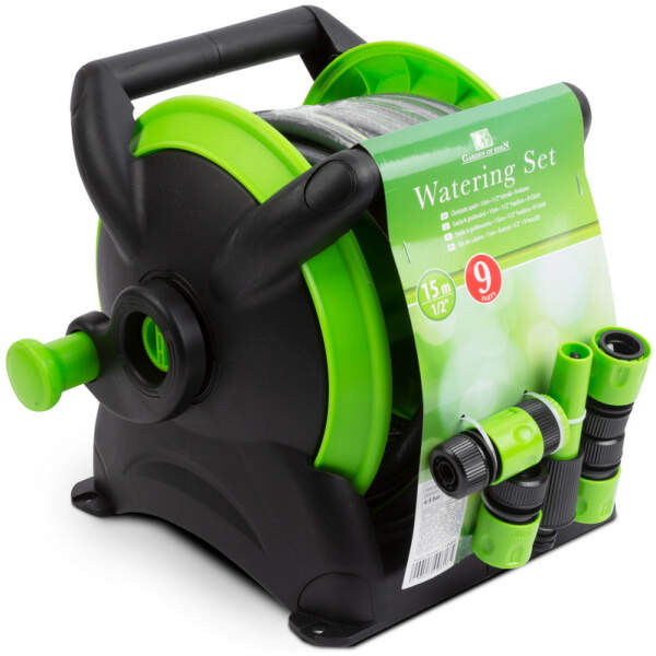 Afbeelding van Garden of Eden - Tuinslang op haspel 15 meter - Complete Tuinslang Set 15m met Sproeipistool - Tuinslangwagen