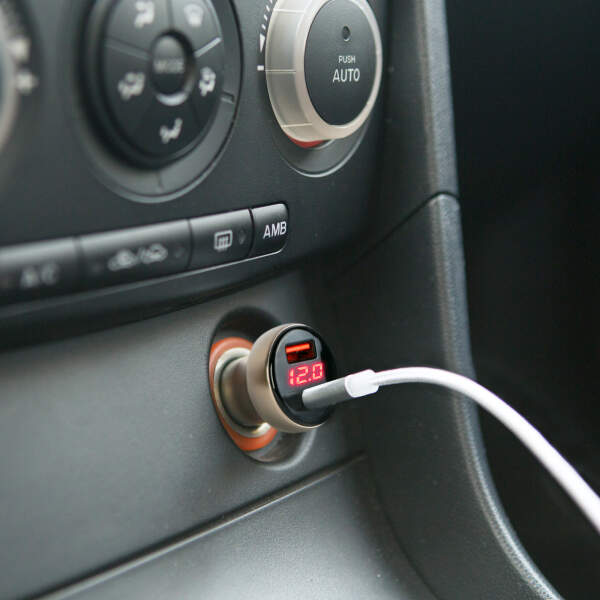 Afbeelding van Autolader 12v en 24 v - USB A & USB C - Auto oplader USB - USB C autolader 2 poorten - Auto lader -