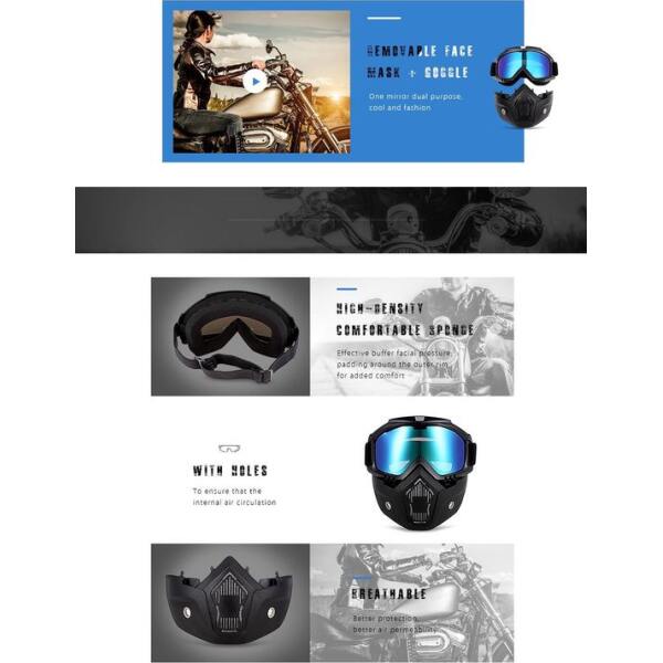 Afbeelding van Motor Masker - Ski Bril - Scooter - Helm - Snowboardbril - Airsoft Masker - Multifunctioneel - Zwart - 35e5