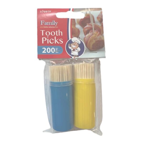 Afbeelding van Tandenstokers / Cocktailprikkers / Sateprikkers - Set van 2 doosjes - 200 Stuks - Toothpicks - BPK - 360d