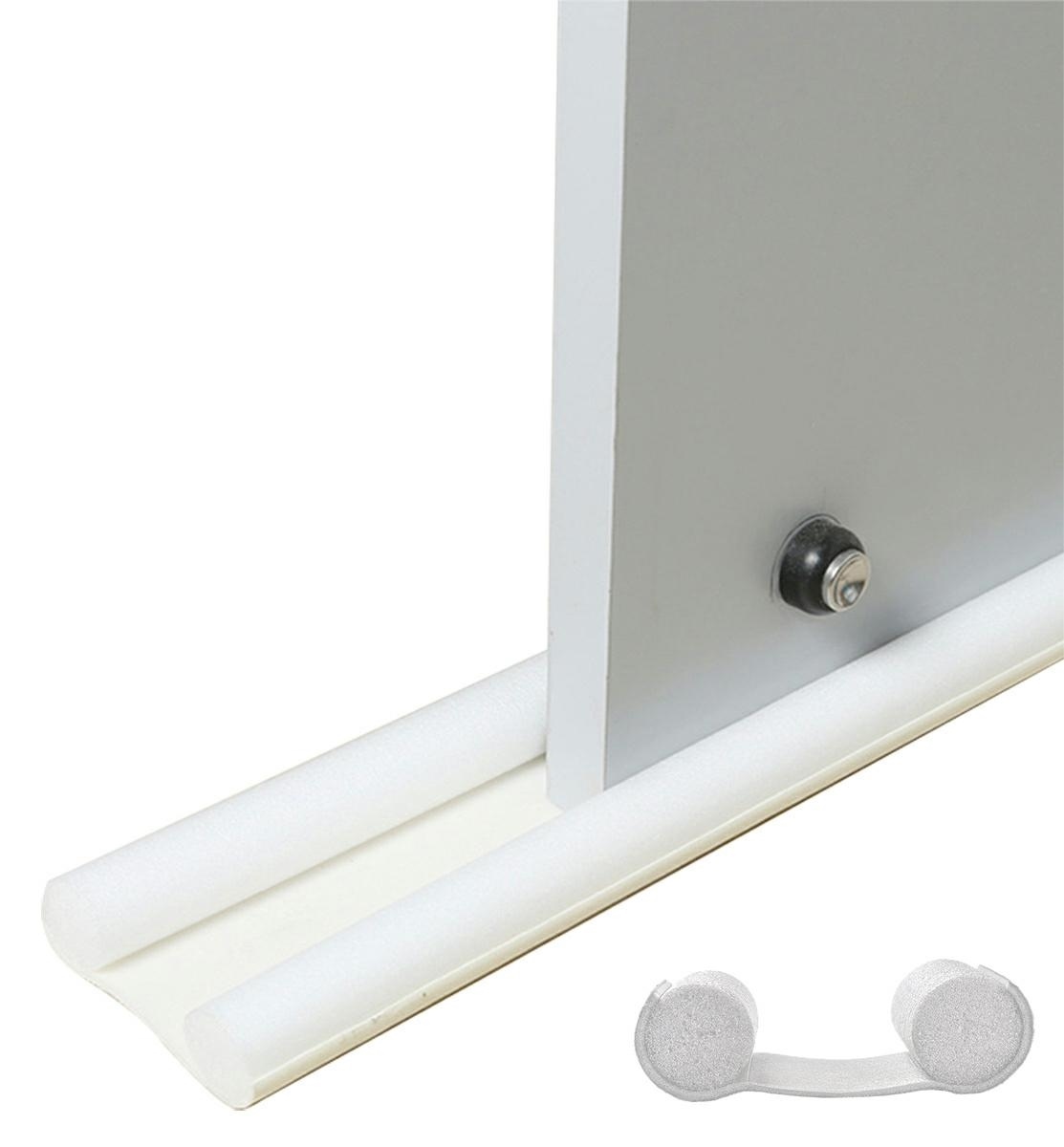 Afbeelding van HSXL Dubbele Tochtstopper voor Deur - 91 cm - Op maat te knippen - Wit - Tochtrol voor binnen Deuren -