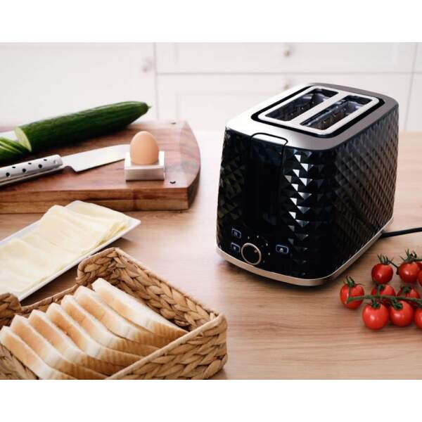 Afbeelding van Toaster Broodrooster Retro - Zwart - Model 2024 - Vintage Geroosterd brood Toaster - met Cool Wall, Ontdooi