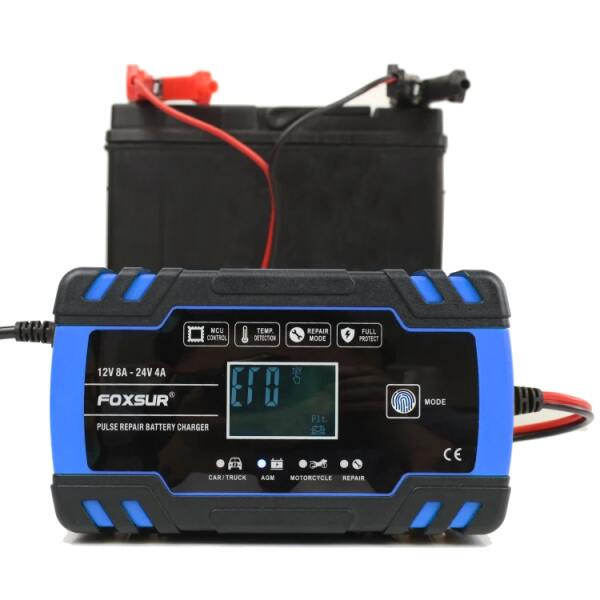 Afbeelding van FOXSUR - Acculader - Druppellader - voor 12v & 24v! - Geschikt voor Motor Auto Scooter Vrachtwagen Boot