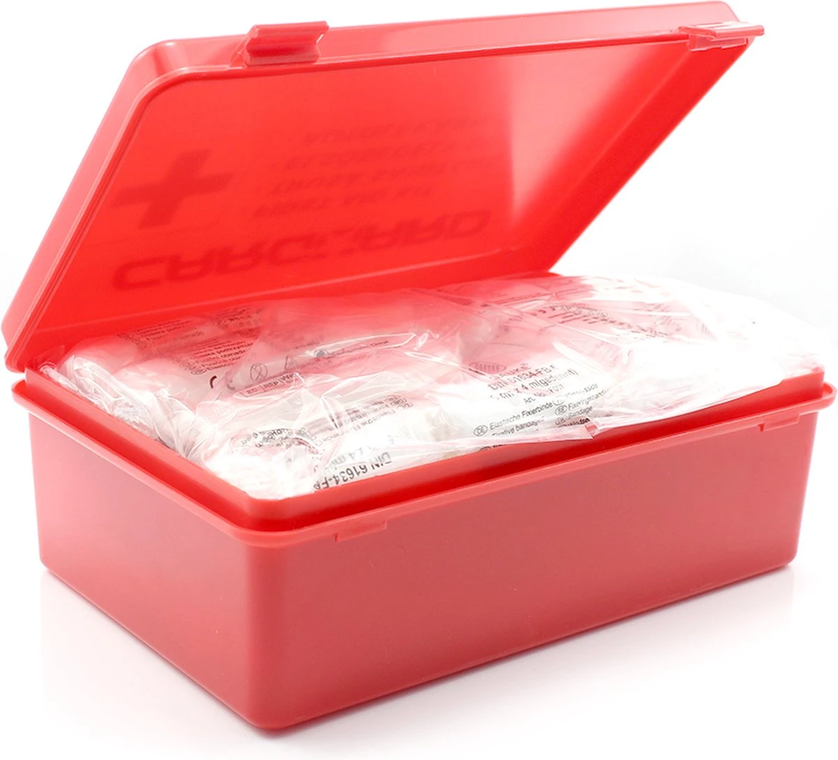 Afbeelding van CARGUARD Verbanddoos EHBO KIT Koffer - 43-delig - Verbandtrommel Doos Auto - Rood - met Verband, Pleisters,