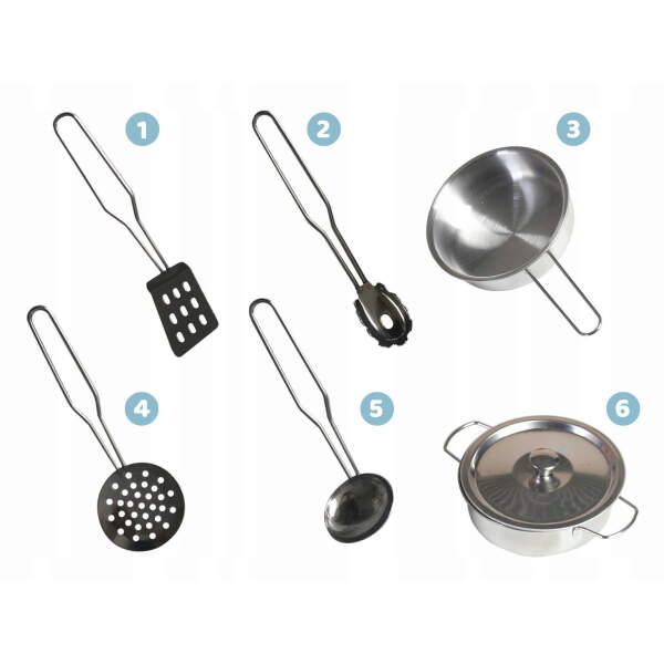 Afbeelding van Metalen Speelgoed Pannenset - Pannen Set - Keukengerei voor Speelkeuken - 6 delig - Metaal - 3d1a 6779 4662