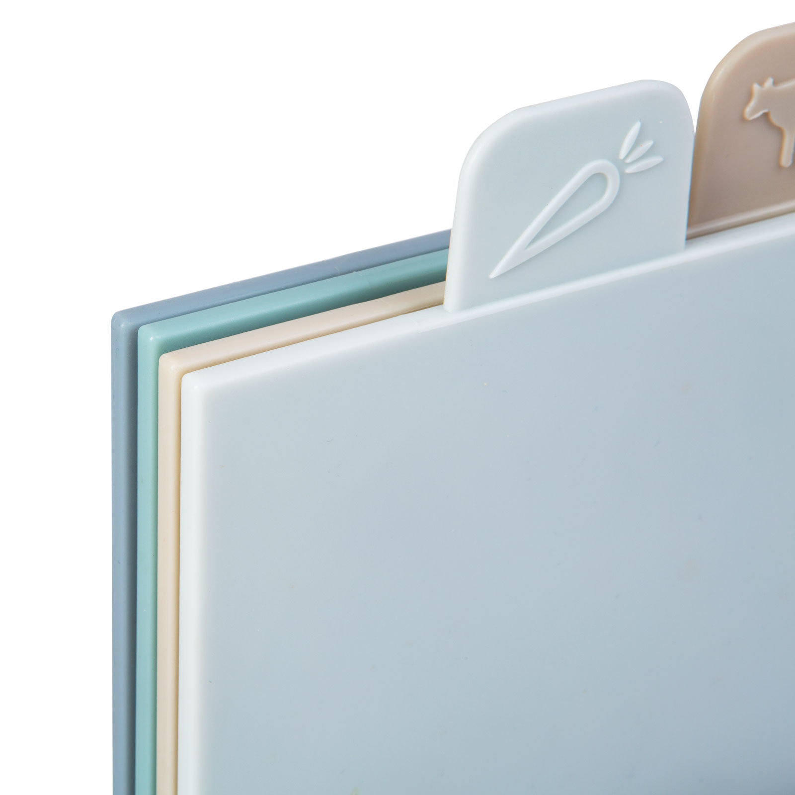 Afbeelding van Bewello - 4-delige Snijplankenset met Houder in Grijs, Beige, Blauw en Groen - Snijplank Kunststof - 3d2e